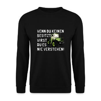 Unimog - Oldtimer - Offroad - 4x4 - MB Trac - Unisex Pullover - Schwarz - Vorne - Alina (178cm) & Michal (187cm)