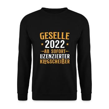 Geselle 2022 Gesellenprüfung bestanden Geschenk - Unisex Pullover - Schwarz - Vorne - Alina (178cm) & Michal (187cm)