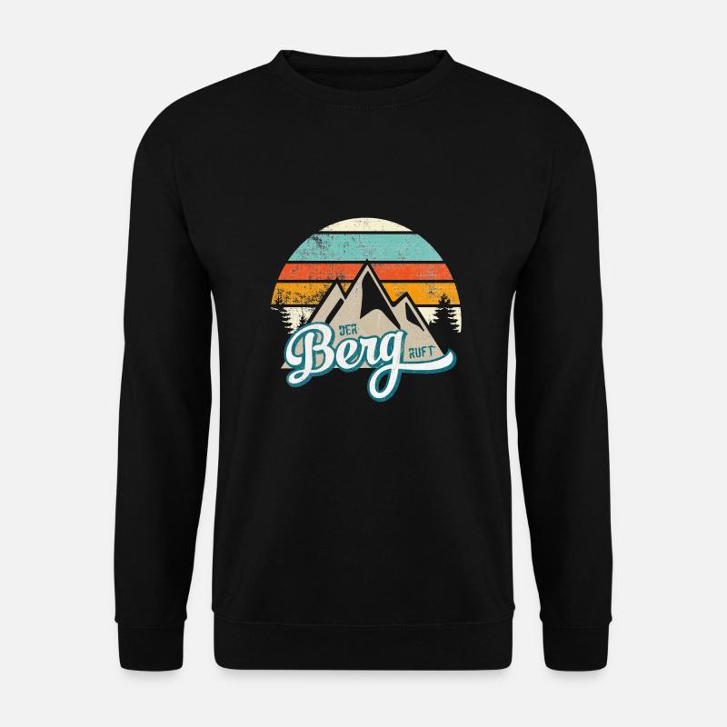 Der Berg ruft * Retro Sprüche Berge Spruch Berch - Unisex Pullover - Schwarz