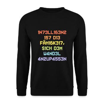 Die Fähigkeit sich dem Wandel anzupassen - Unisex Pullover - Schwarz - Vorne - Alina (178cm) & Michal (187cm)