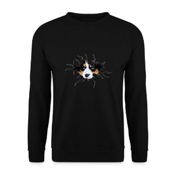 Cute Border Collie cracked hole - Unisex Sweatshirt - black - Front - Alina (178cm) & Michal (187cm)