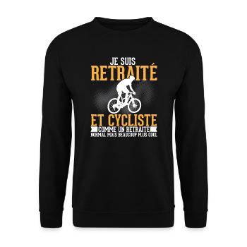 Ich bin Rentner und Radfahrer Geburtstagsgeschenk - Unisex Pullover - Schwarz - Vorne - Alina (178cm) & Michal (187cm)