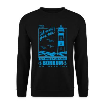 Borkum Urlaub Nordseeinsel Hafen Strand Leuchtturm - Unisex Pullover - Schwarz - Vorne - Alina (178cm) & Michal (187cm)