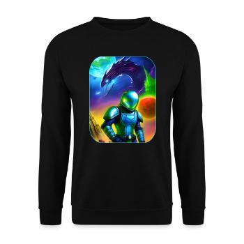 Astronaute avec un dragon extraterrestre dans l’espace - Sweat-shirt Unisexe - noir - Devant - Alina (178cm) & Michal (187cm)