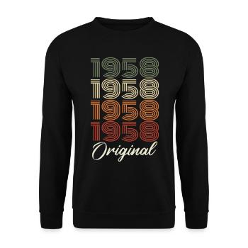 1958 Original Vintage Geburtstagsgeschenk 1958 - Unisex Pullover - Schwarz - Vorne - Alina (178cm) & Michal (187cm)