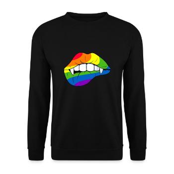 Regenbogen Flagge Vampir Mund Lippen Pride - Unisex Pullover - Schwarz - Vorne - Alina (178cm) & Michal (187cm)