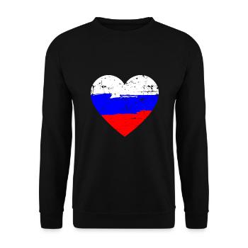 Russland Herz Flagge - Unisex Pullover - Schwarz - Vorne - Alina (178cm) & Michal (187cm)
