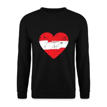 Austria Heart Flag - Unisex Sweatshirt - black - Front - Alina (178cm) & Michal (187cm)