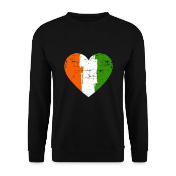 Irland Herz Flagge - Unisex Pullover - Schwarz - Vorne - Alina (178cm) & Michal (187cm)