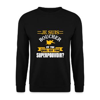 cadeau papa travail anniversaire homme humour - Sweat-shirt Unisexe - noir - Devant - Alina (178cm) & Michal (187cm)