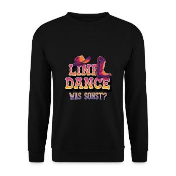 Line Dance Was sonst? Ich bin Line Dancer - Unisex Pullover - Schwarz - Vorne - Alina (178cm) & Michal (187cm)