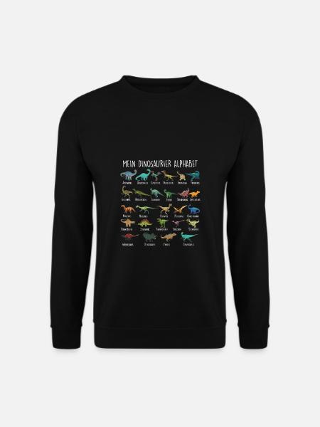 Jungs Dinosaurier Alphabet mit Dino Arten Kinder - Unisex Pullover - Schwarz