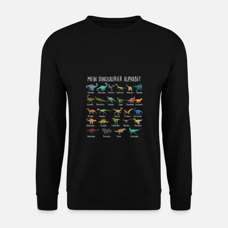 Jungs Dinosaurier Alphabet mit Dino Arten Kinder - Unisex Pullover - Schwarz