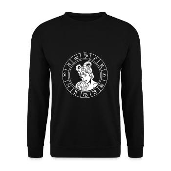 Sternzeichen Widder - Unisex Pullover - Schwarz - Vorne - Alina (178cm) & Michal (187cm)