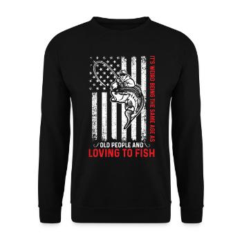 Grandfather Dad Fishing Amateur Humor Old Grandpa - Unisex Sweatshirt - black - Front - Alina (178cm) & Michal (187cm)