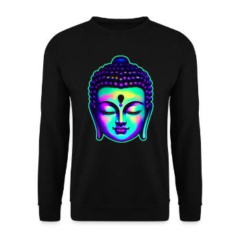 Colorful Buddha Head - Unisex Sweatshirt - black - Front - Alina (178cm) & Michal (187cm)