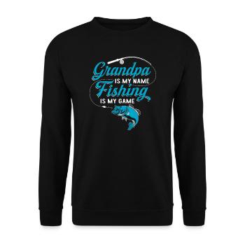 Opa ist mein Name Angeln ist mein Spiel - Unisex Pullover - Schwarz - Vorne - Alina (178cm) & Michal (187cm)