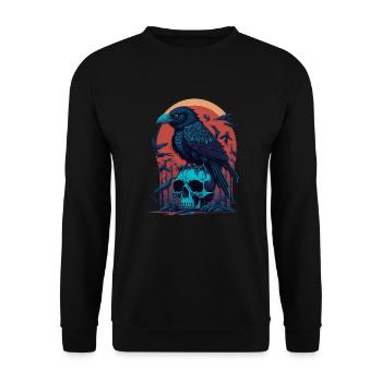 Corbeau noir assis sur le crâne - Sweat-shirt Unisexe - noir - Devant - Alina (178cm) & Michal (187cm)