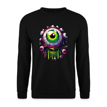 Festival Surreale Kunst Psychedelisches Auge - Unisex Pullover - Schwarz - Vorne - Alina (178cm) & Michal (187cm)