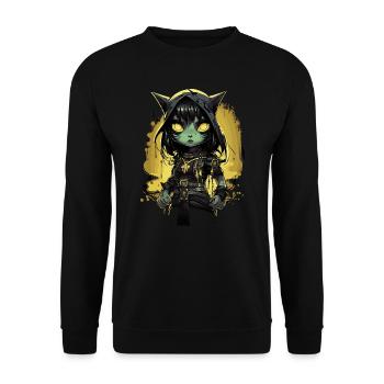 Cute Gothic Warrior Kitten - Unisex Sweatshirt - black - Front - Alina (178cm) & Michal (187cm)