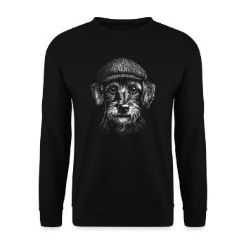 Chapeau teckel à poil dur Chiens Chien Teckel Teckel - Sweat-shirt Unisexe - noir - Devant - Alina (178cm) & Michal (187cm)