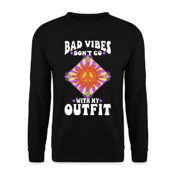 Bad vibes don’t go with my outfit - Unisex Pullover - Schwarz - Vorne - Alina (178cm) & Michal (187cm)