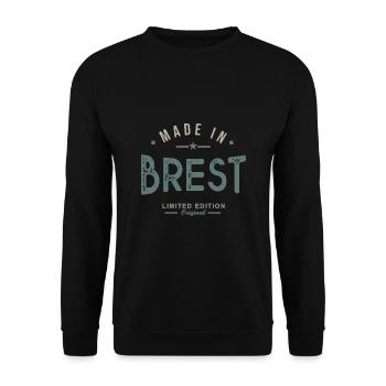 MADE IN BREST cadeau pour les bretons - Sweat-shirt Unisexe - noir - Devant - Alina (178cm) & Michal (187cm)