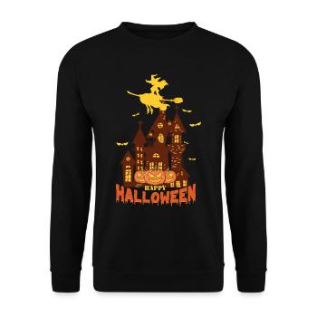 Halloween Hexe Kürbis - Unisex Pullover - Schwarz - Vorne - Alina (178cm) & Michal (187cm)