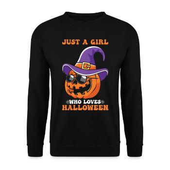 Just a Girl who loves Halloween - Unisex Pullover - Schwarz - Vorne - Alina (178cm) & Michal (187cm)