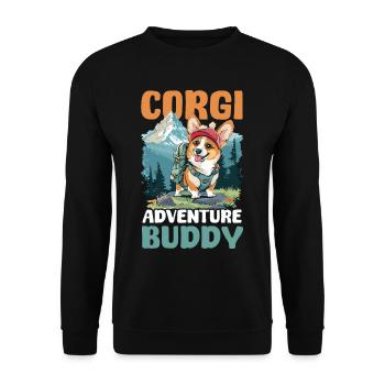 Corgi Mama Papa Corgi Abenteuer Kumpel - Unisex Pullover - Schwarz - Vorne - Alina (178cm) & Michal (187cm)