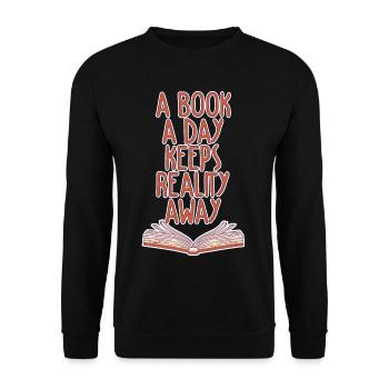 A Book A Day Keeps Reality Away 2 - Unisex Sweatshirt - black - Front - Alina (178cm) & Michal (187cm)