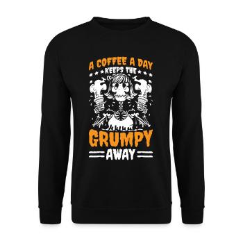 Un café par jour éloigne les 3 - Sweat-shirt Unisexe - noir - Devant - Alina (178cm) & Michal (187cm)