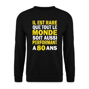 80 ans performant cadeau d'anniversaire 80 ans - Sweat-shirt Unisexe - noir - Devant - Alina (178cm) & Michal (187cm)