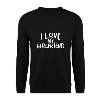 I Love My Girlfriend: Liebe zeigen - Unisex Pullover - Schwarz - Vorne - Alina (178cm) & Michal (187cm)