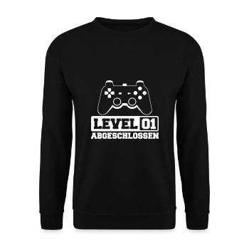Papierhochzeit 1. Hochzeitstag Geschenkidee - Unisex Pullover - Schwarz - Vorne - Alina (178cm) & Michal (187cm)