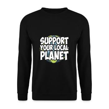 Support Votre local planet | Environnement Protection du climat - Sweat-shirt Unisexe - noir - Devant - Alina (178cm) & Michal (187cm)