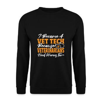 Lover Vet Tech Tierarzthelferin Vet Tech Merch - Unisex Pullover - Schwarz - Vorne - Alina (178cm) & Michal (187cm)