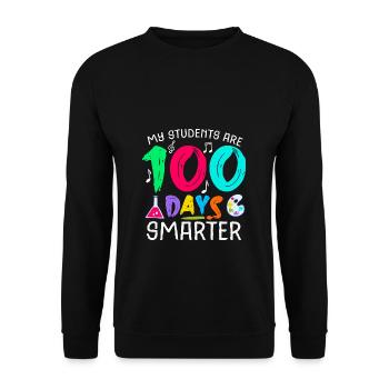 My Students Are 100 Days Smarter Teacher - Unisex Sweatshirt - black - Front - Alina (178cm) & Michal (187cm)