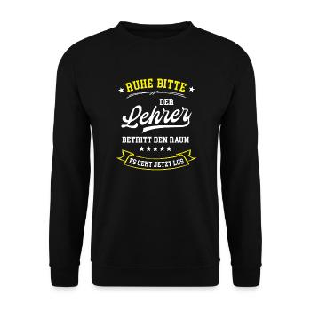 Lehrer Lustig Lehramt Studium Lehrkraft Referendar - Unisex Pullover - Schwarz - Vorne - Alina (178cm) & Michal (187cm)