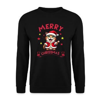 Joyeux Noël Catmas Drôle Père Noël Chat - Sweat-shirt Unisexe - noir - Devant - Alina (178cm) & Michal (187cm)