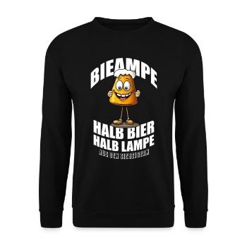 Bieampe, halb Bier halb Lampe aus den Siebzigern - Unisex Pullover - Schwarz - Vorne - Alina (178cm) & Michal (187cm)