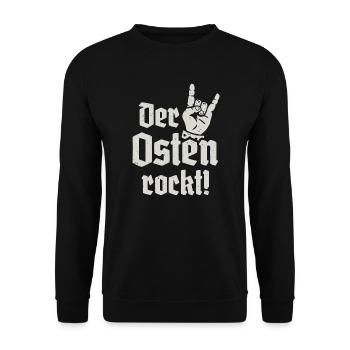 Der Osten rockt Ostdeutschland - Unisex Pullover - Schwarz - Vorne - Alina (178cm) & Michal (187cm)