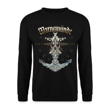 Warnemünde Anchor Nautical Sailing Boat Summer - Unisex Pullover - Schwarz - Vorne - Alina (178cm) & Michal (187cm)
