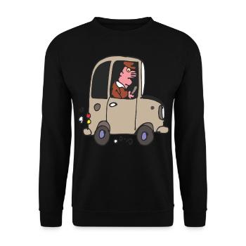 Autofahrer Zeichentrick - Unisex Pullover - Schwarz - Vorne - Alina (178cm) & Michal (187cm)