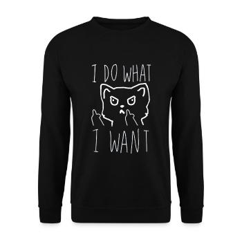 funny Cat and middle Gift idea - Sweat-shirt Unisexe - noir - Devant - Alina (178cm) & Michal (187cm)