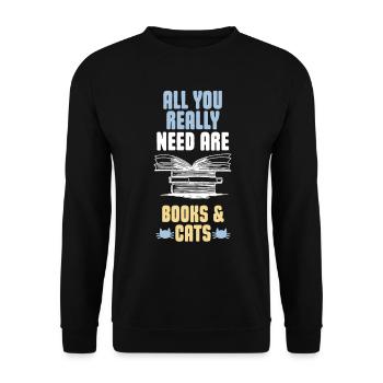 Cadeau drôle de chats et de livres - Sweat-shirt Unisexe - noir - Devant - Alina (178cm) & Michal (187cm)
