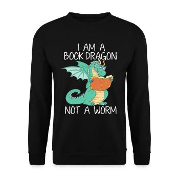 Livre dragon de bibliothèque verme l’ouvrage Lire livre professeur cadeau - Sweat-shirt Unisexe - noir - Devant - Alina (178cm) & Michal (187cm)