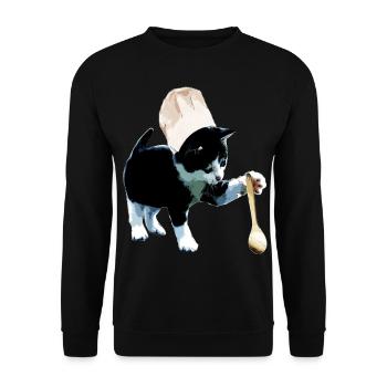 Chef cat cooking kitty kitchen - Unisex Sweatshirt - black - Front - Alina (178cm) & Michal (187cm)