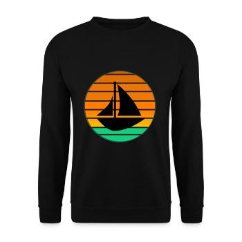 Sail boat in green - Segelboot im grünen - Unisex Pullover - Schwarz - Vorne - Alina (178cm) & Michal (187cm)