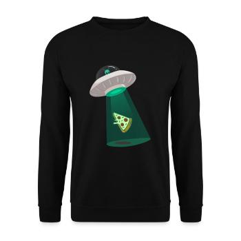 Pizza alien with UFO - Pizza Alien avec UFO - Sweat-shirt Unisexe - noir - Devant - Alina (178cm) & Michal (187cm)